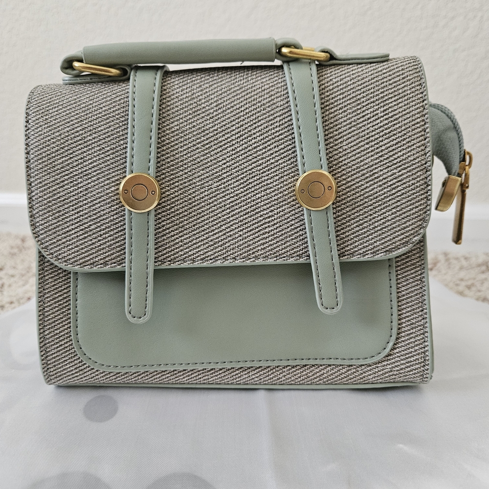 Elegant Green and Gray Women's Handbag